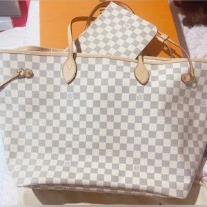 Louis Vuitton Neverfull GM • Beige Damier Azur • Tote • VERIFIED LIKE NEW